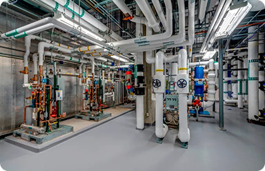 Piping system in room